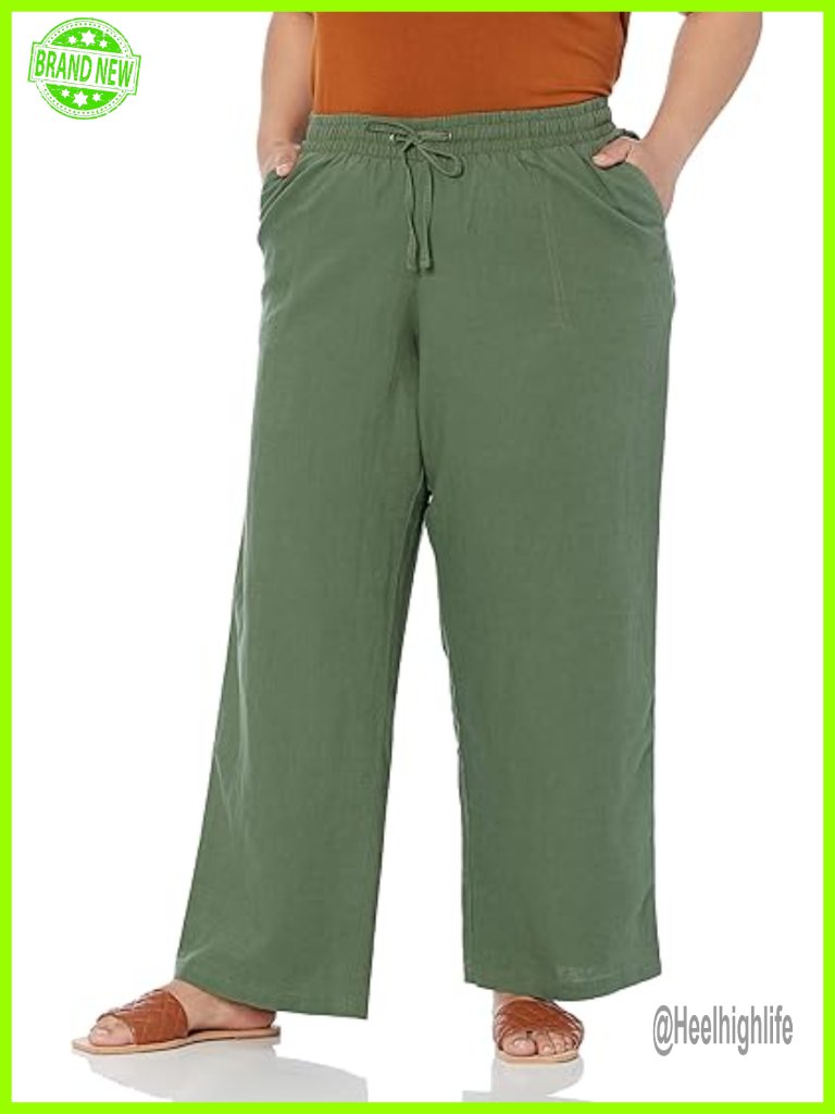 Linen Blend Drawstring Relaxed Fit Wide Leg Pants